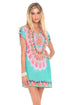 Luli Fama Dream Catcher Cap Sleeve Short Caftan